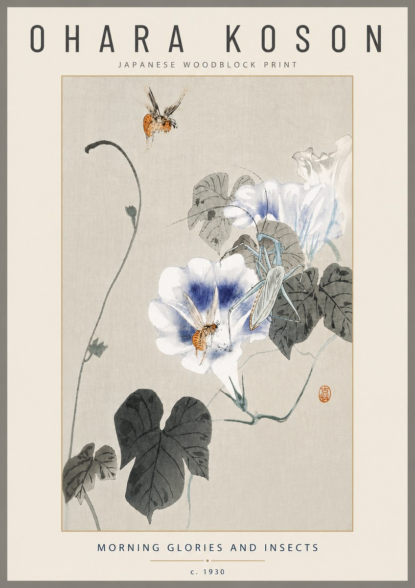Ohara Koson Morning Glories and Insects No4 - Plakat
