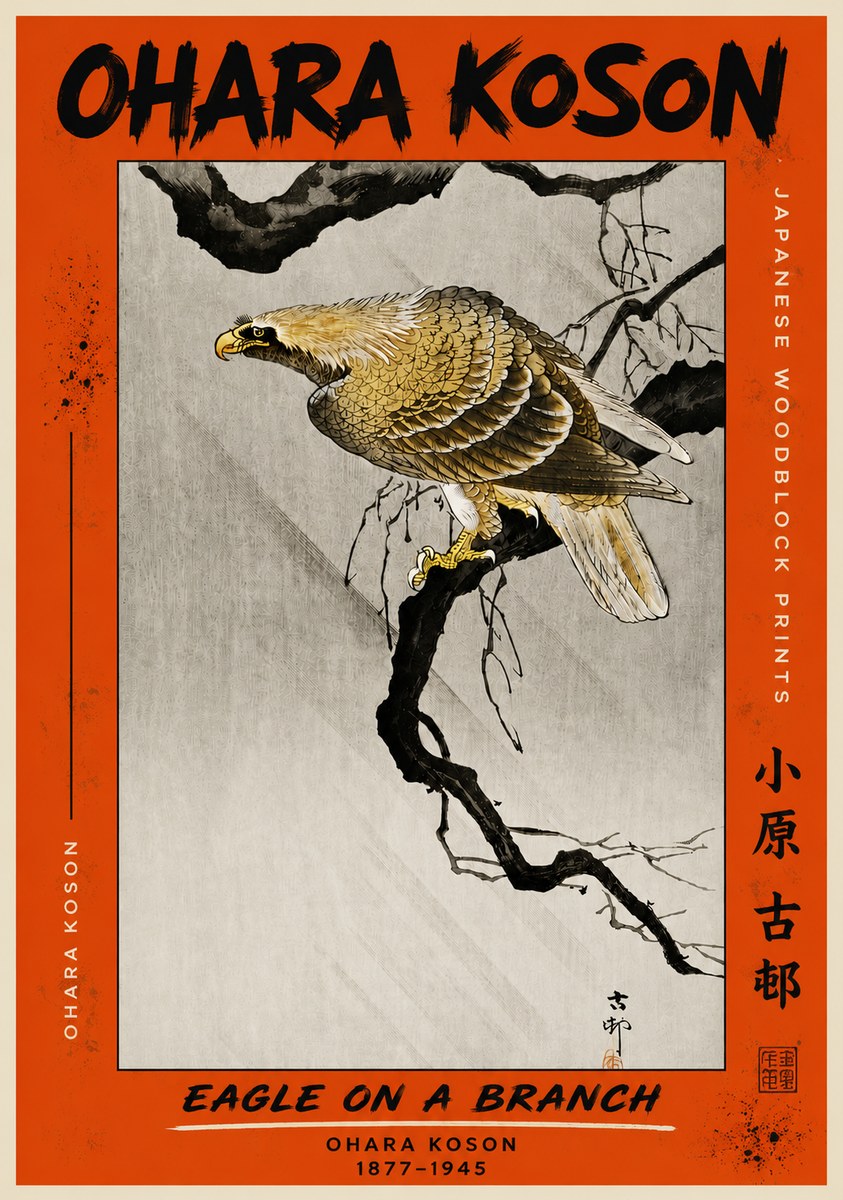 Ohara Koson Eagle on a Branch II No4 - Plakat