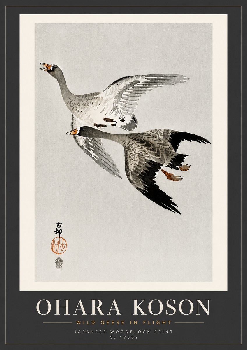 Ohara Koson Wild Geese in Flight III No5 - Plakat