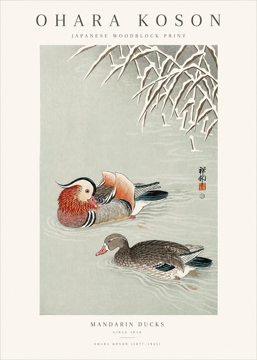 Ohara Koson Mandarin Ducks No1 - Plakat