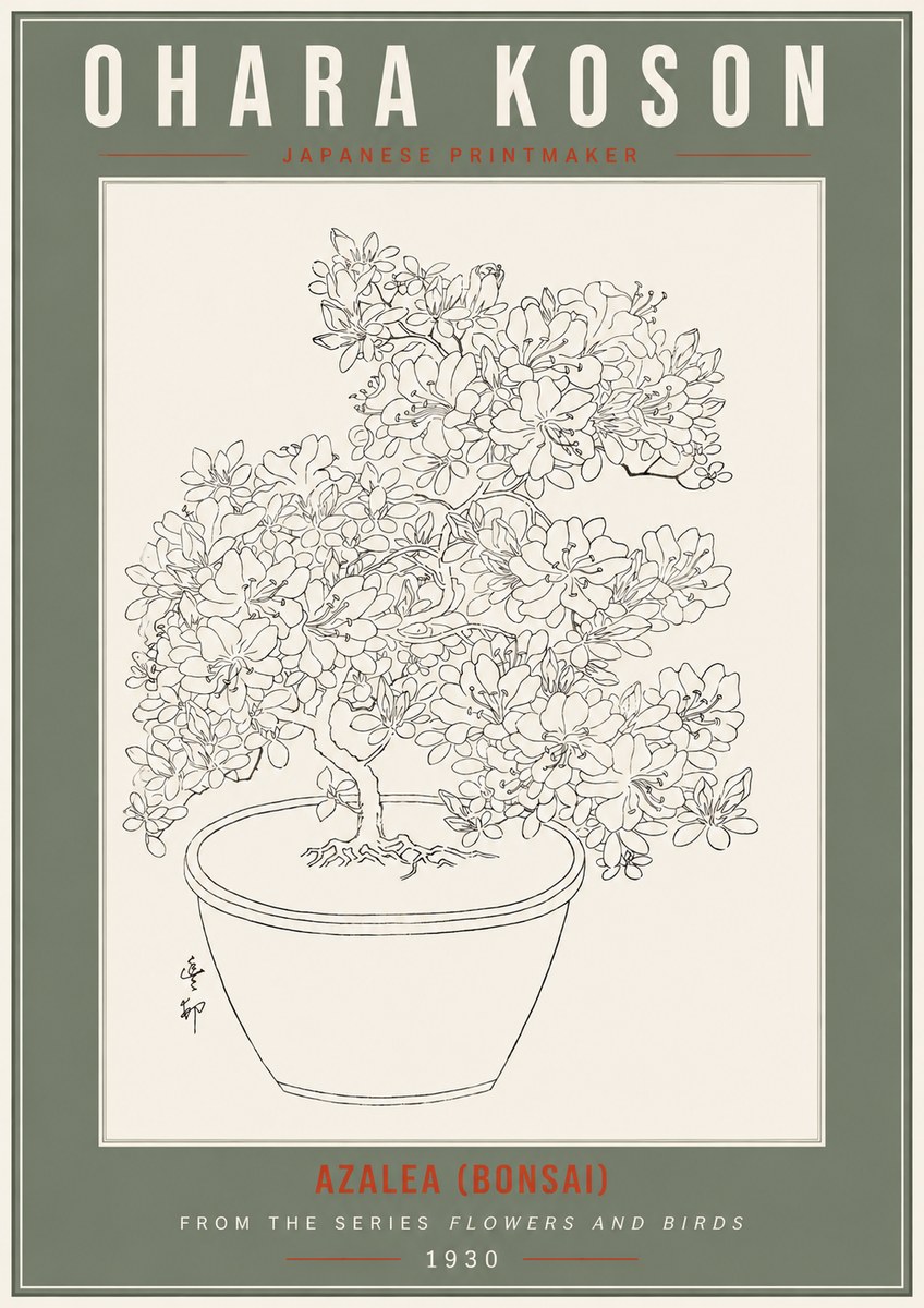 Ohara Koson Azalea (Bonsai) No2 - Plakat