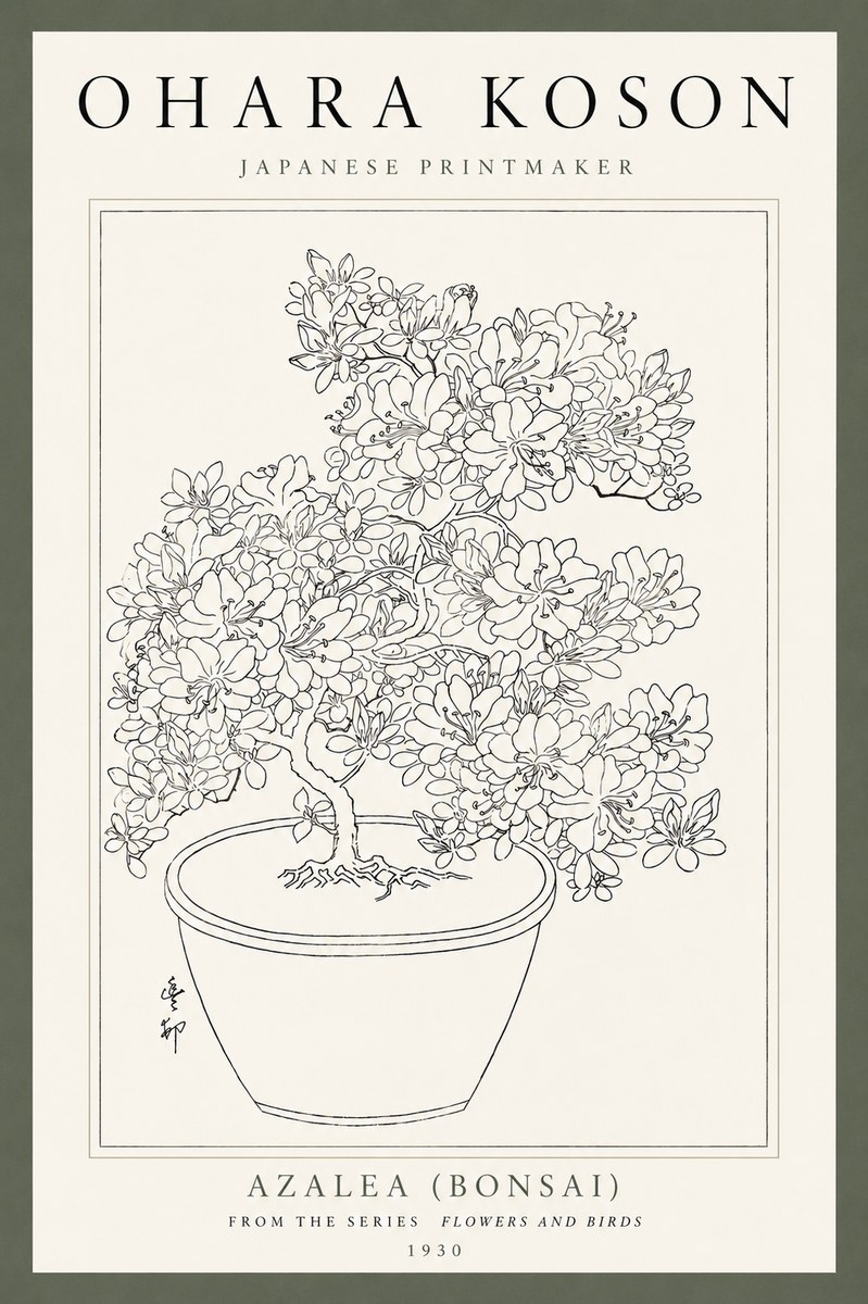 Ohara Koson Azalea (Bonsai) No4 - Plakat