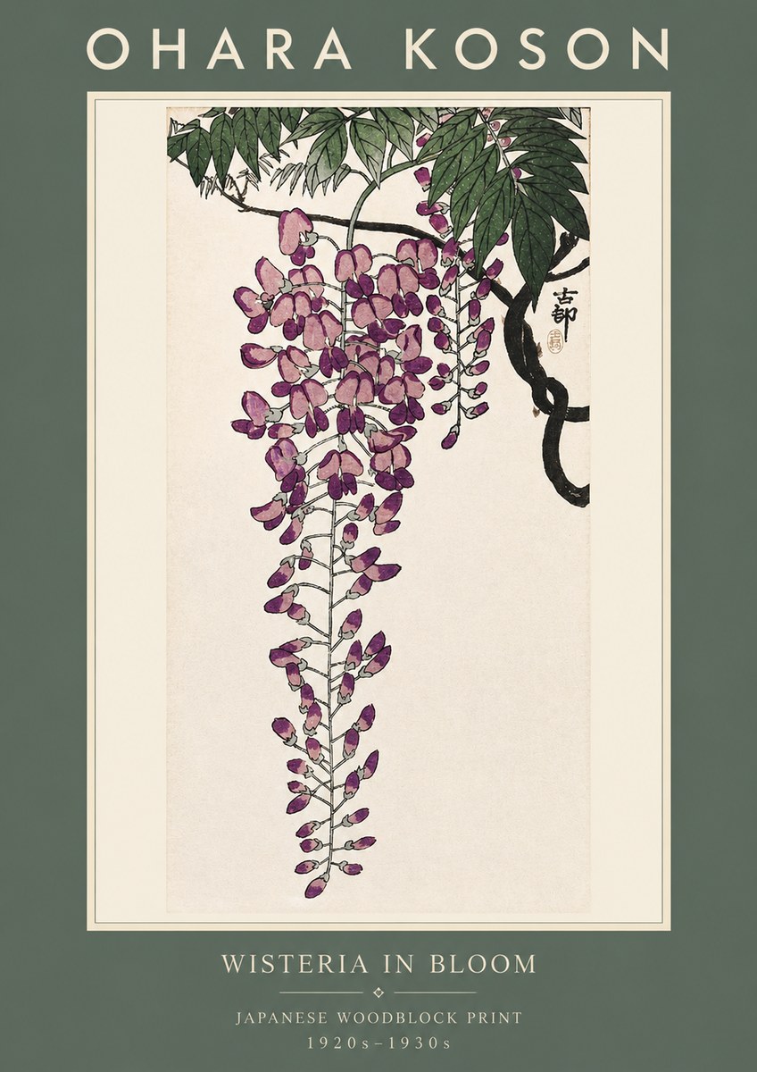 Ohara Koson Wisteria in Bloom No2 - Plakat
