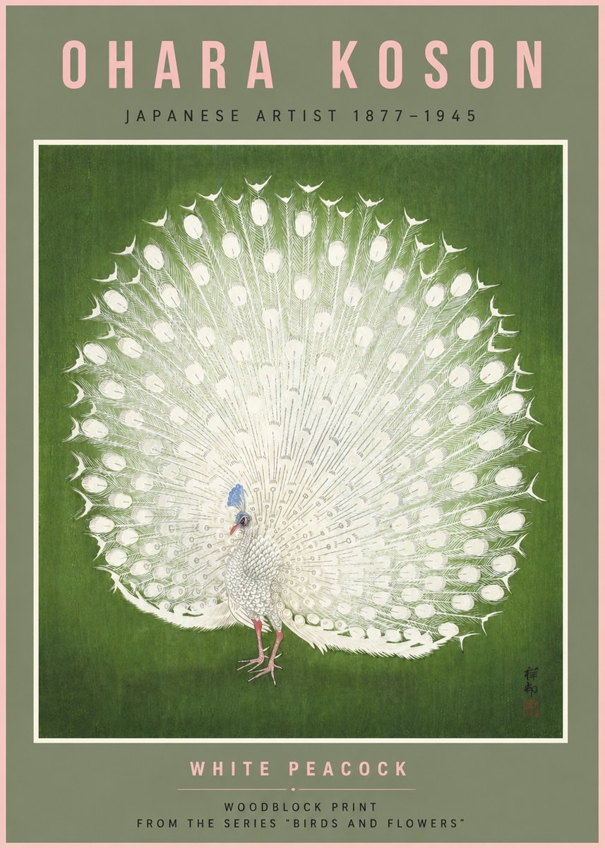 Ohara Koson White Peacock No6 - Plakat