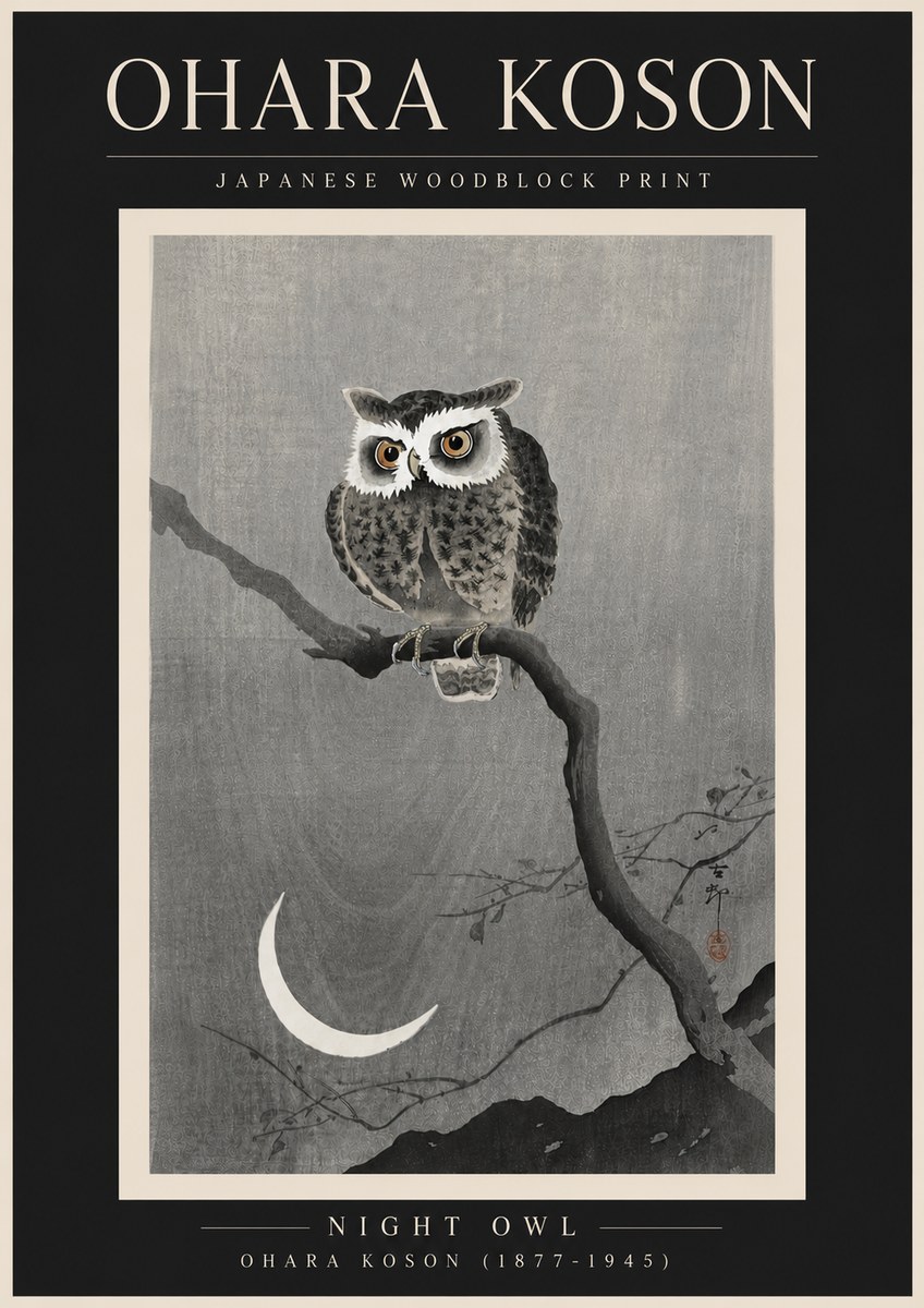 Ohara Koson Night Owl No6 - Plakat