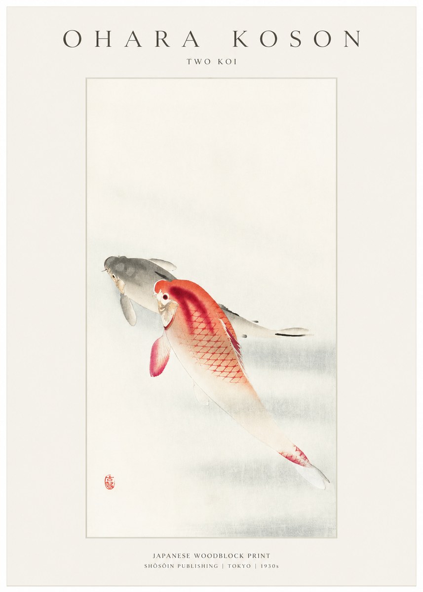 Ohara Koson Two Koi II No1 - Plakat