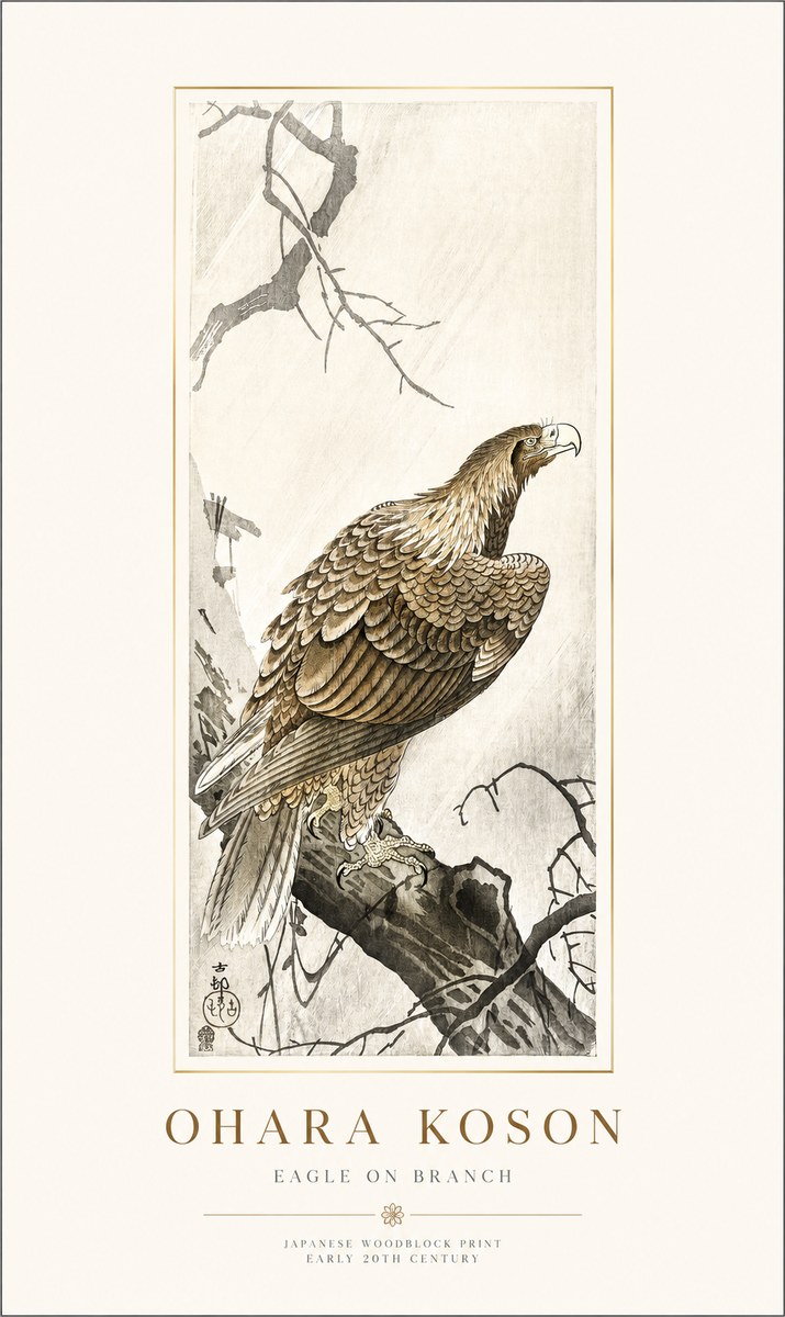 Ohara Koson Eagle on Branch No1 - Plakat