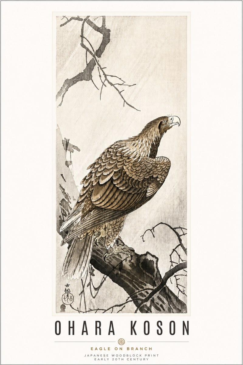 Ohara Koson Eagle on Branch No3 - Plakat
