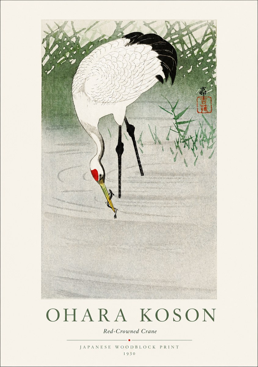 Ohara Koson Red-crowned Crane No1 - Plakat