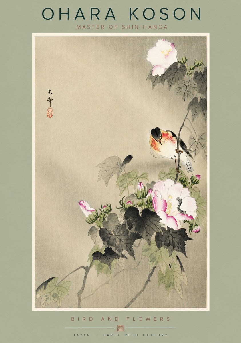 Ohara Koson Bird and Flowers No2 - Plakat