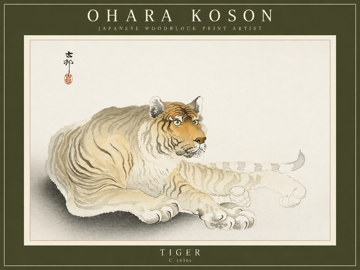 Ohara Koson Tiger No2 - Plakat