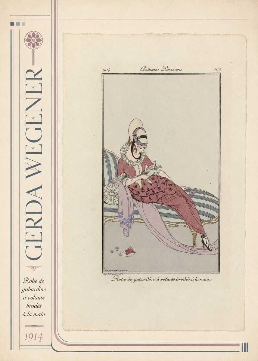 Gerda Wegener Robe De Gabardine À Volants Brodés À La Main I No2 - Plakat