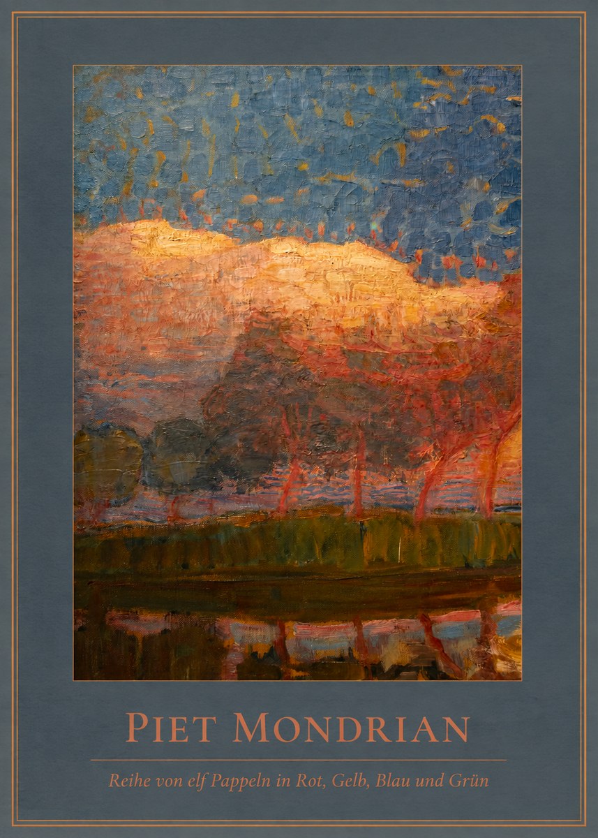 Piet Mondrian Reihe Von Elf Pappeln in Rot, Gelb, Blau Und Grün No4 - Plakat