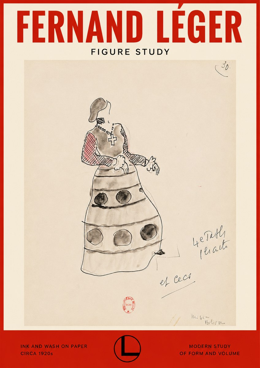 Fernand Léger Costume Design for Le Patin No2 - Plakat