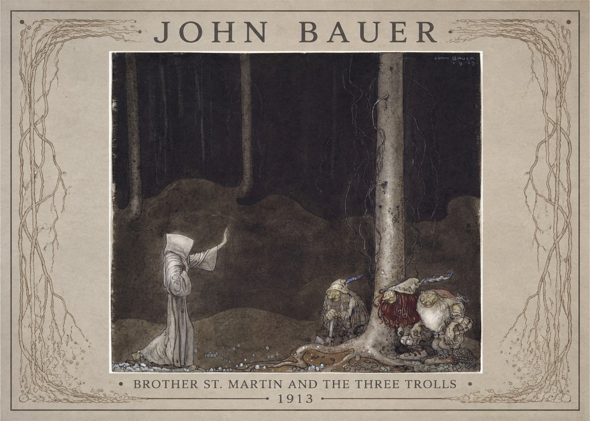 John Bauer Brother St. Martin and the Three Trolls No1 - Plakat