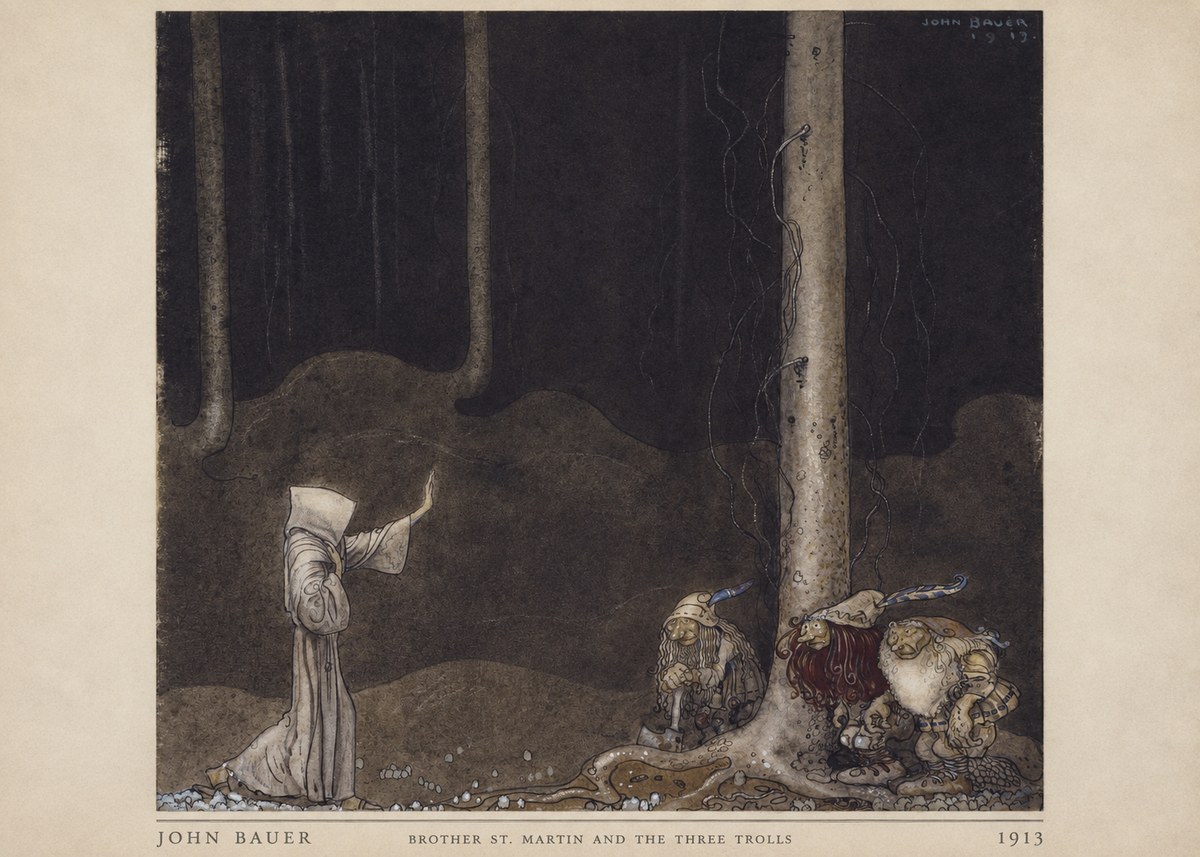John Bauer Brother St. Martin and the Three Trolls No4 - Plakat
