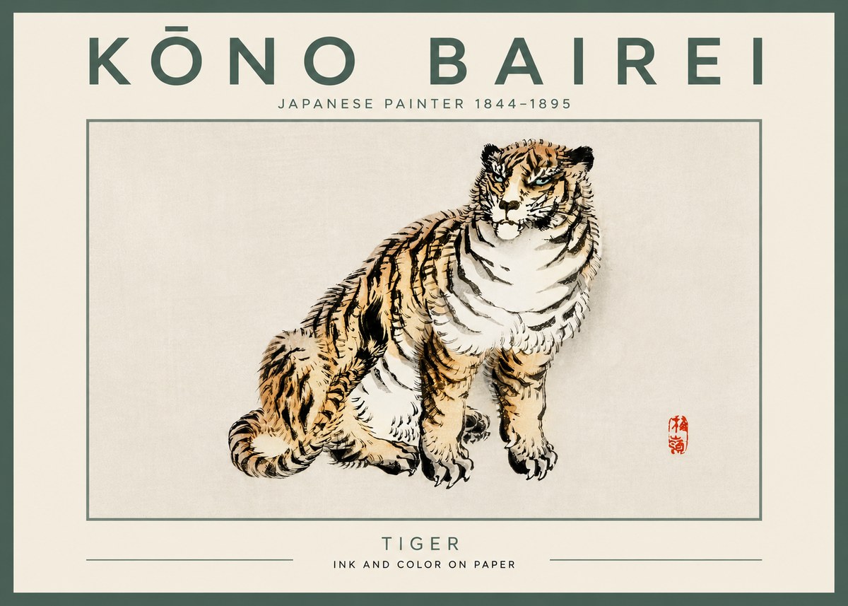 Kōno Bairei Tiger No4 - Plakat