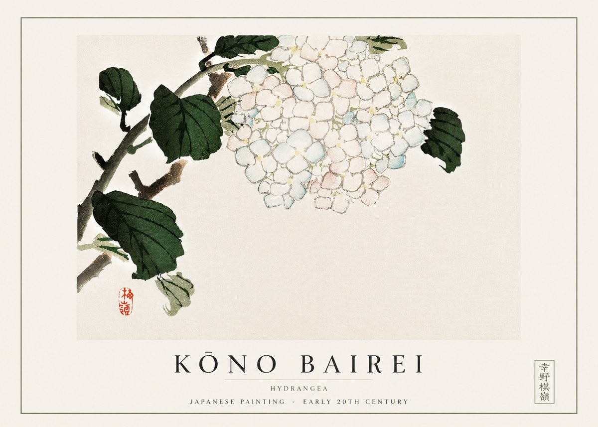 Kōno Bairei Hydrangea No3 - Plakat