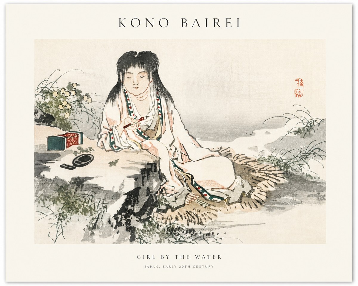 Kōno Bairei Girl by the Water No1 - Plakat