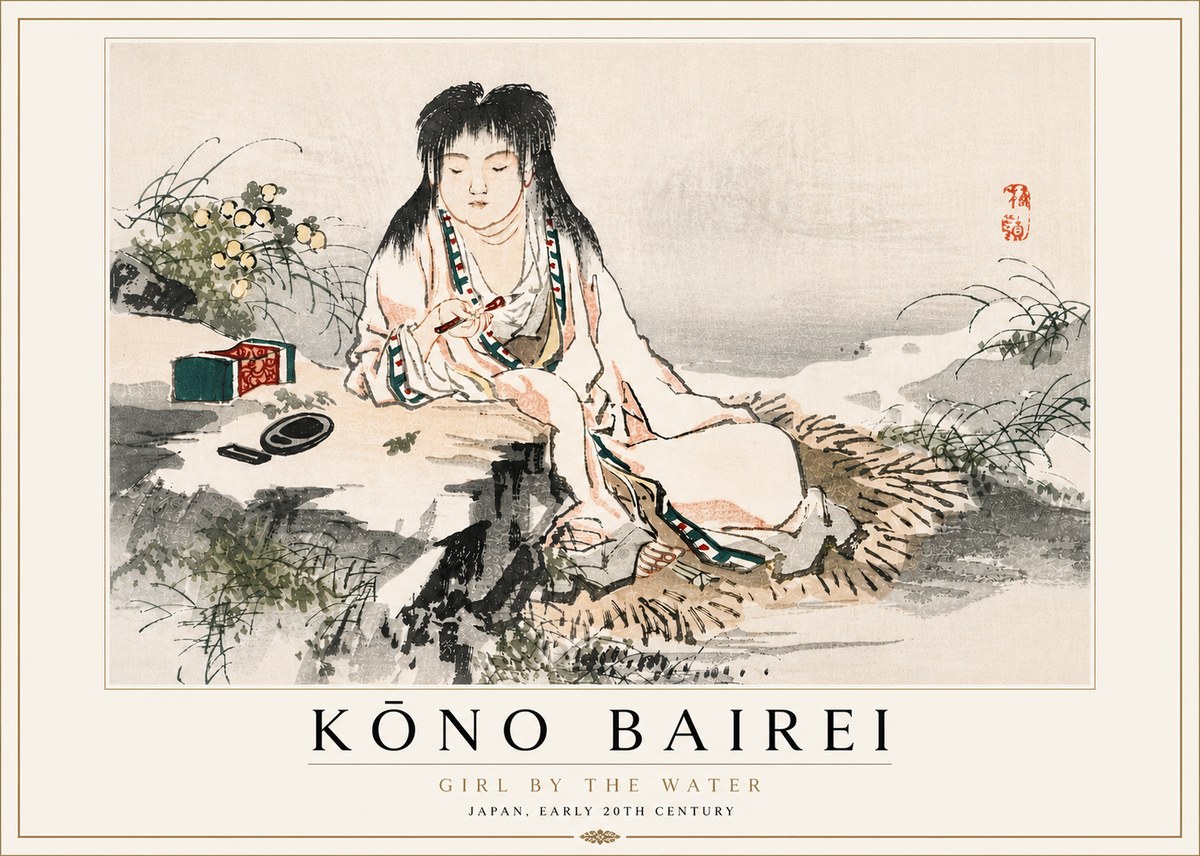 Kōno Bairei Girl by the Water No5 - Plakat