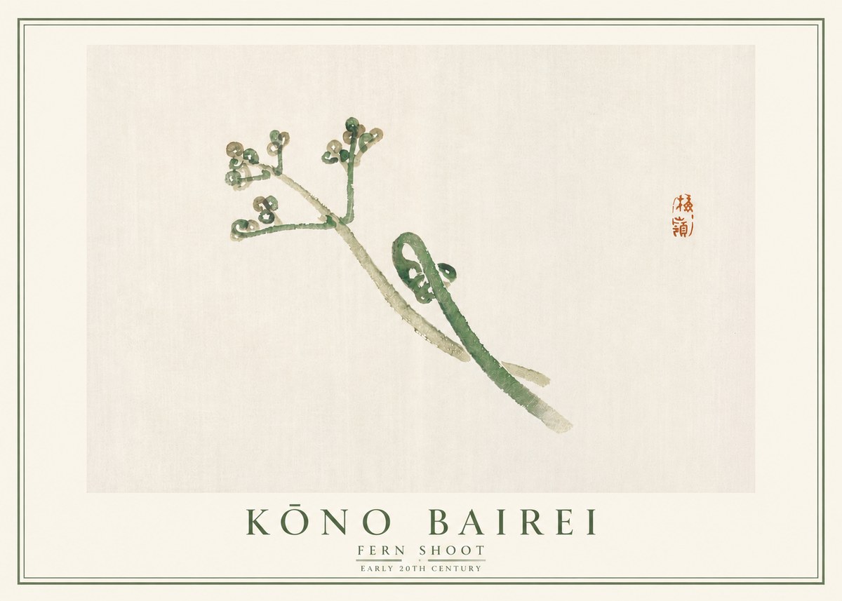 Kōno Bairei Fern Shoot No5 - Plakat