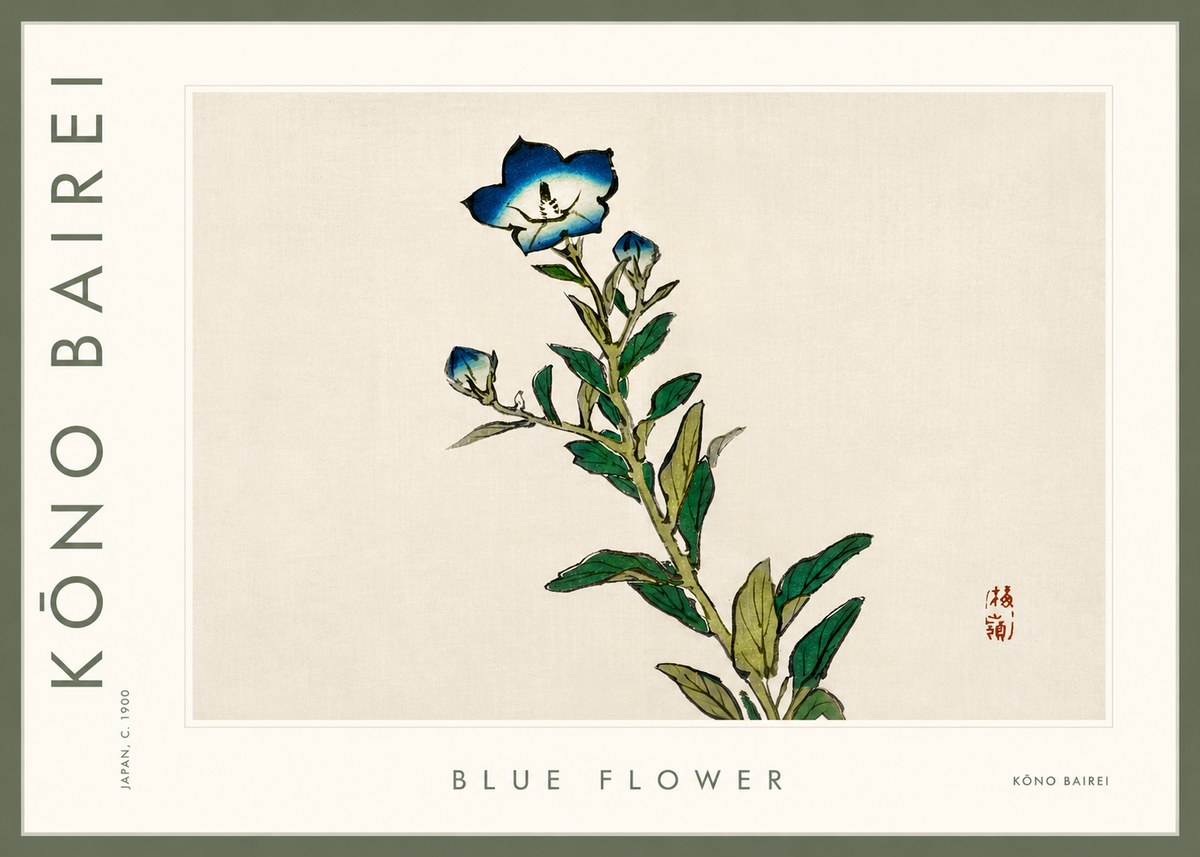 Kōno Bairei Blue Flower No3 - Plakat