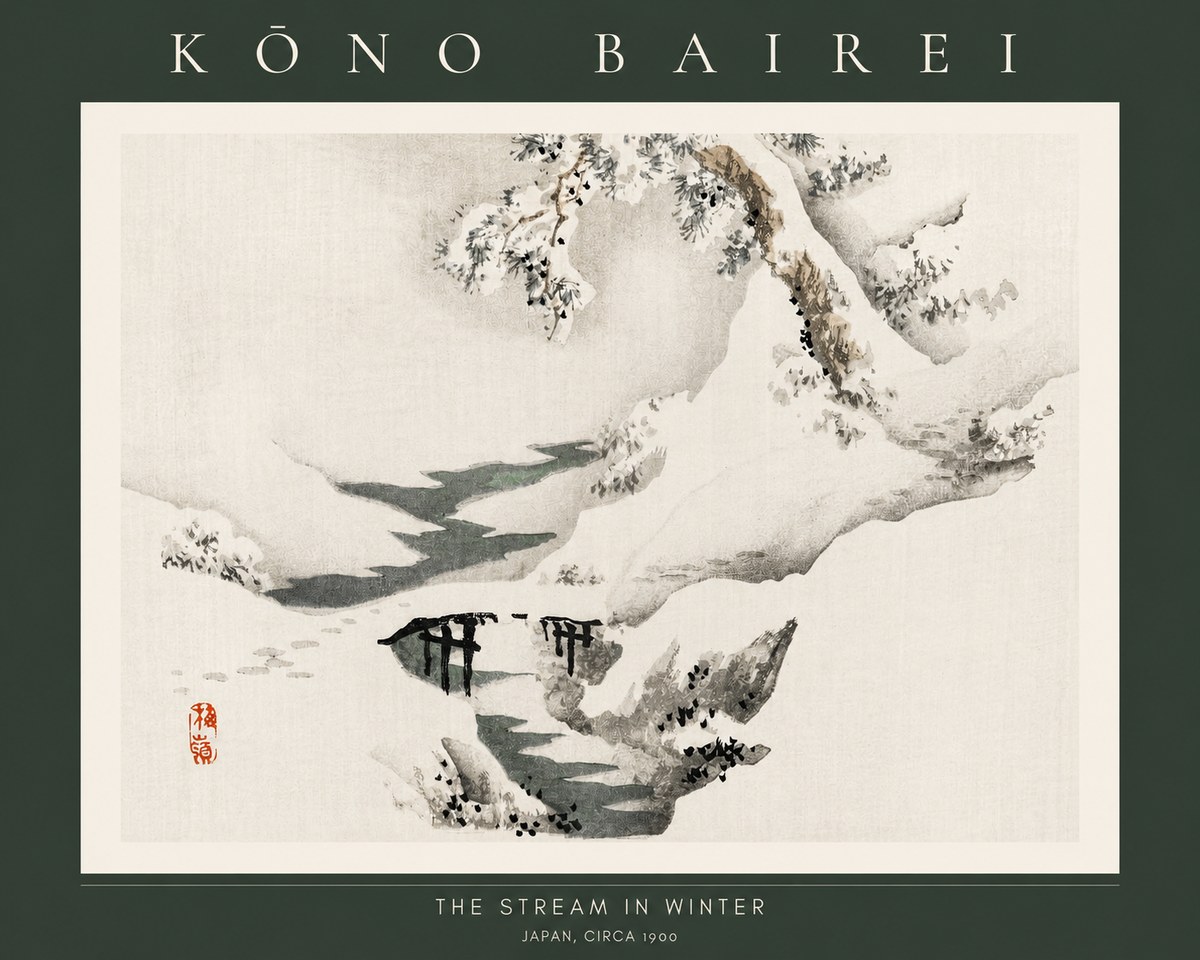Kōno Bairei The Stream in Winter No2 - Plakat