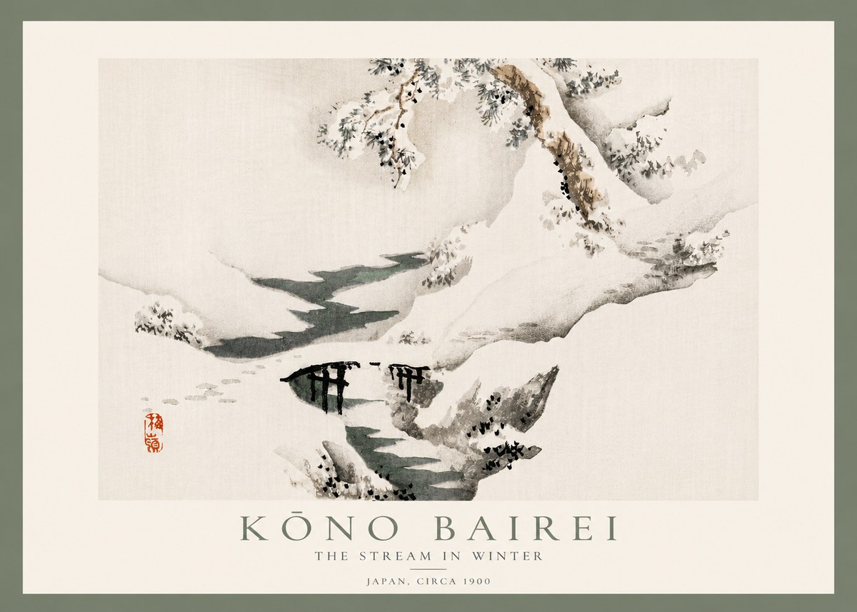 Kōno Bairei The Stream in Winter No5 - Plakat