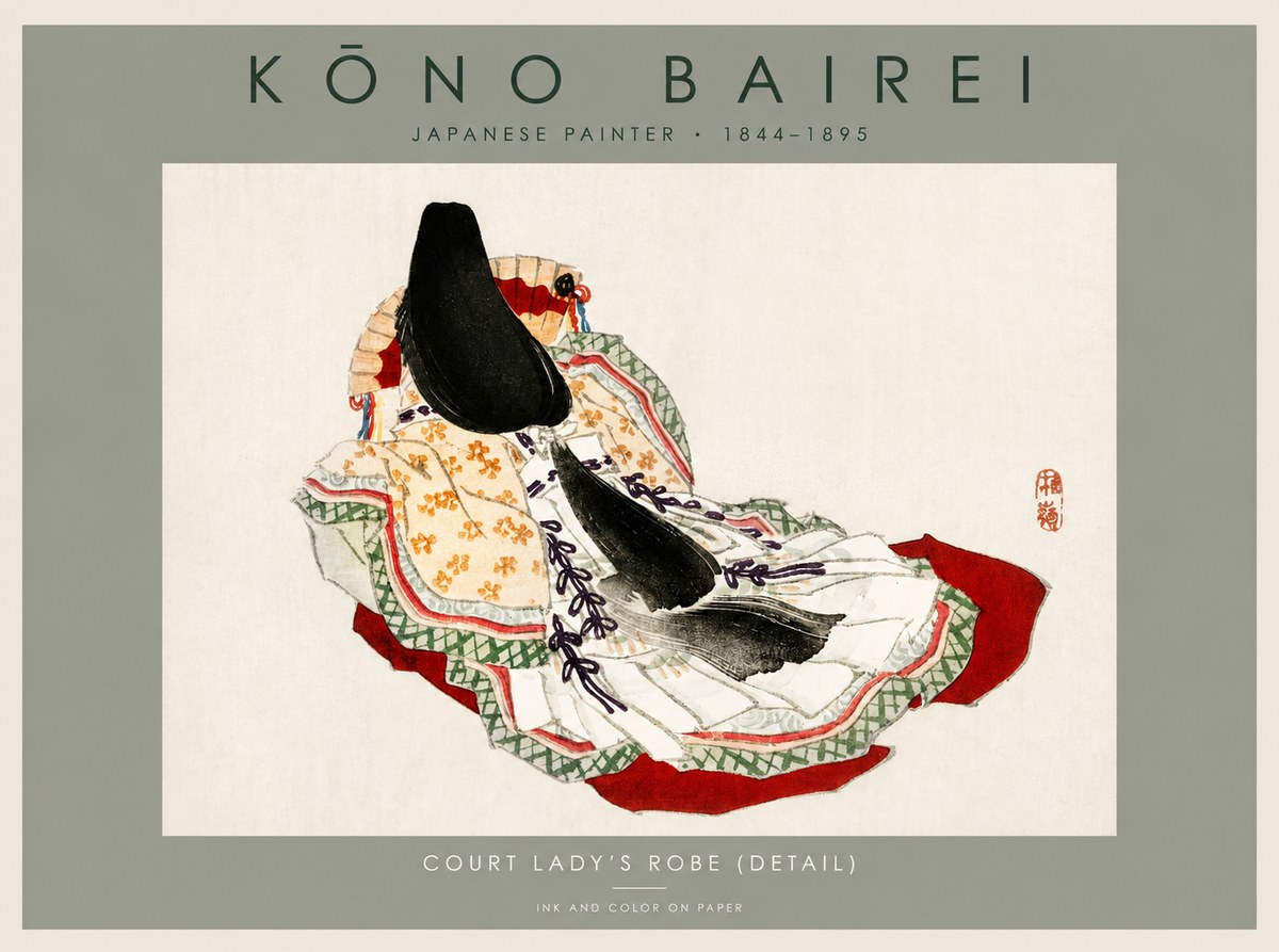 Kōno Bairei Court Lady's Robe (Detail) No2 - Plakat