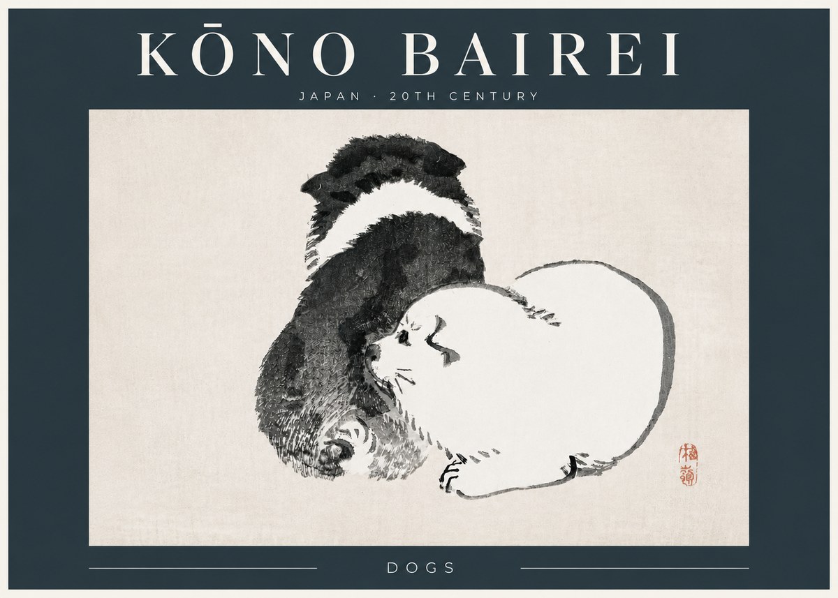 Kōno Bairei Dogs No4 - Plakat