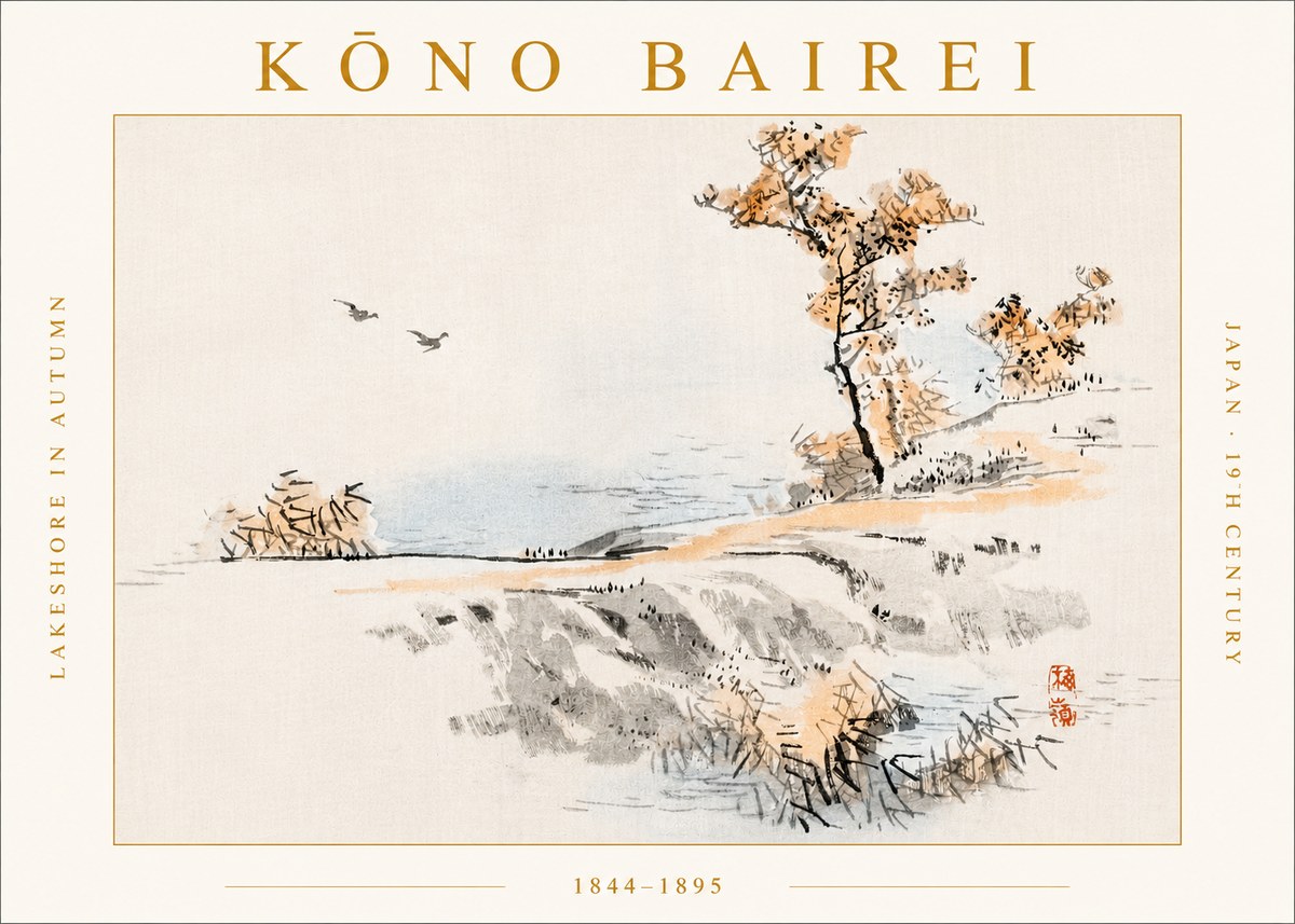 Kōno Bairei Lakeshore in Autumn No3 - Plakat