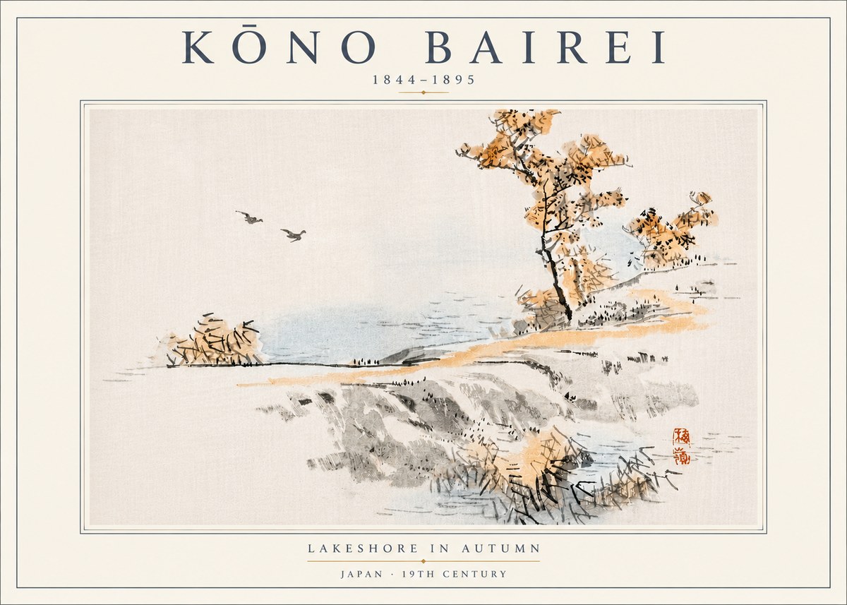 Kōno Bairei Lakeshore in Autumn No4 - Plakat
