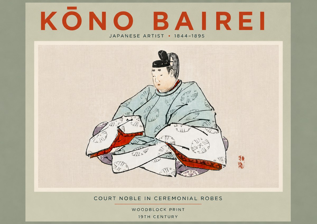 Kōno Bairei Court Noble in Ceremonial Robes No5 - Plakat