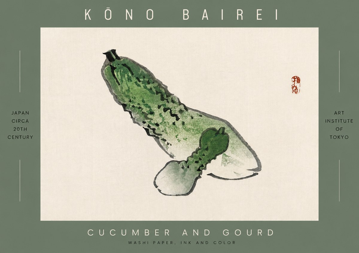 Kōno Bairei Cucumber and Gourd No2 - Plakat