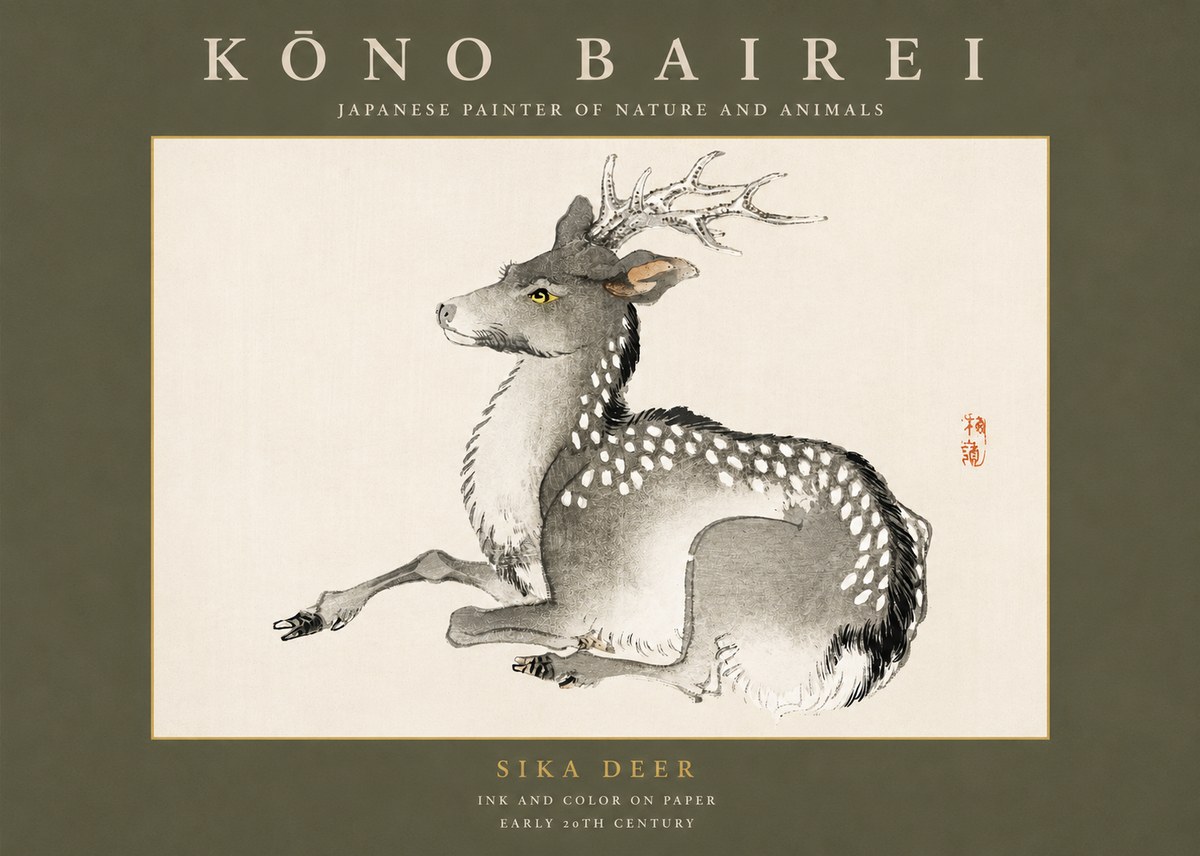 Kōno Bairei Sika Deer No3 - Plakat