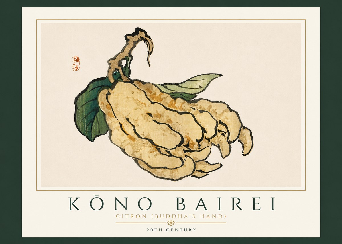 Kōno Bairei Citron (Buddha's Hand) No6 - Plakat