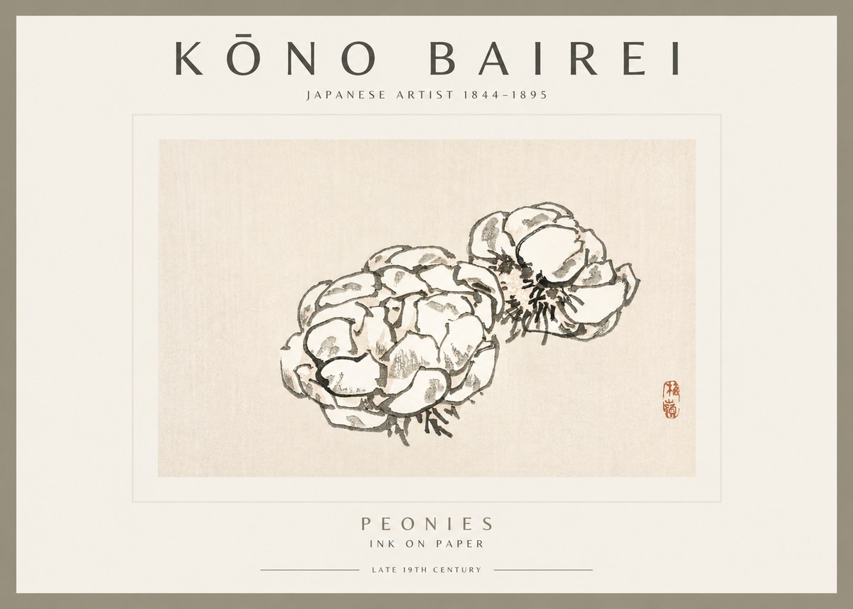 Kōno Bairei Peonies No2 - Plakat
