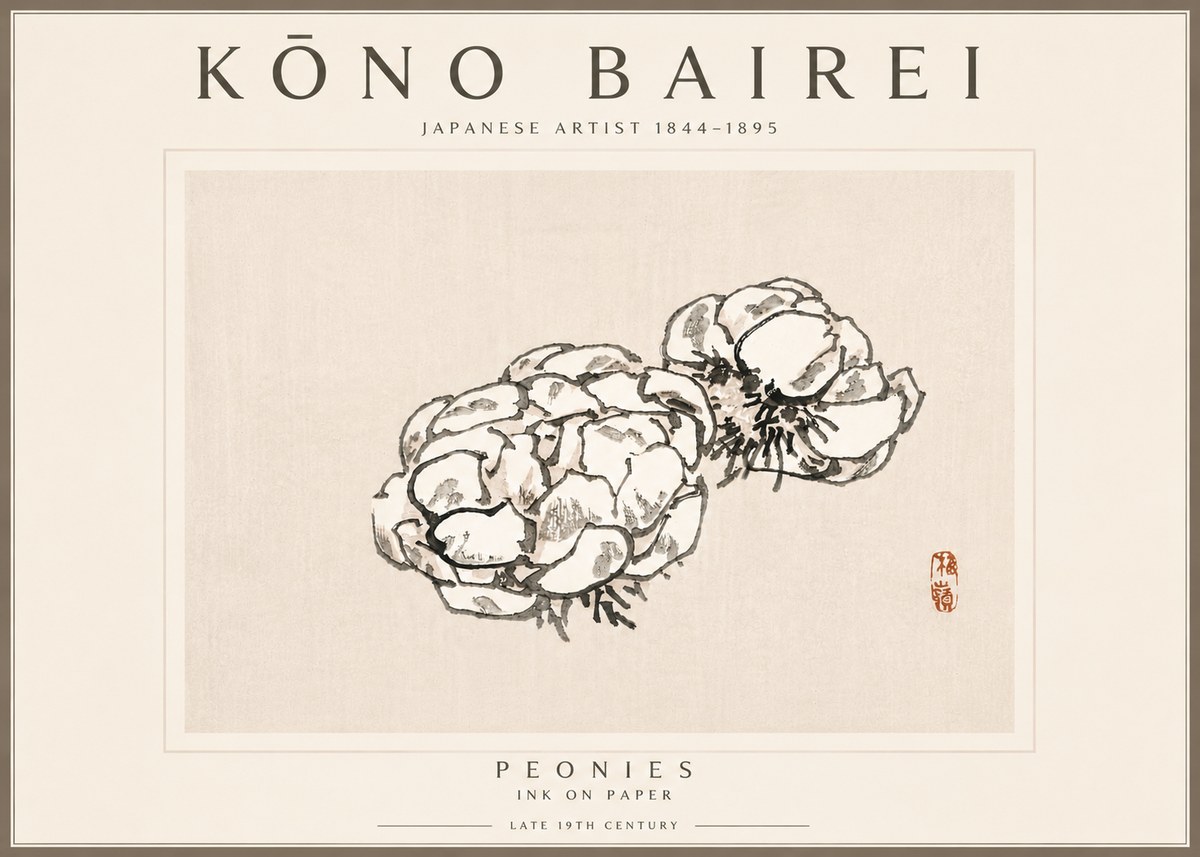 Kōno Bairei Peonies No6 - Plakat