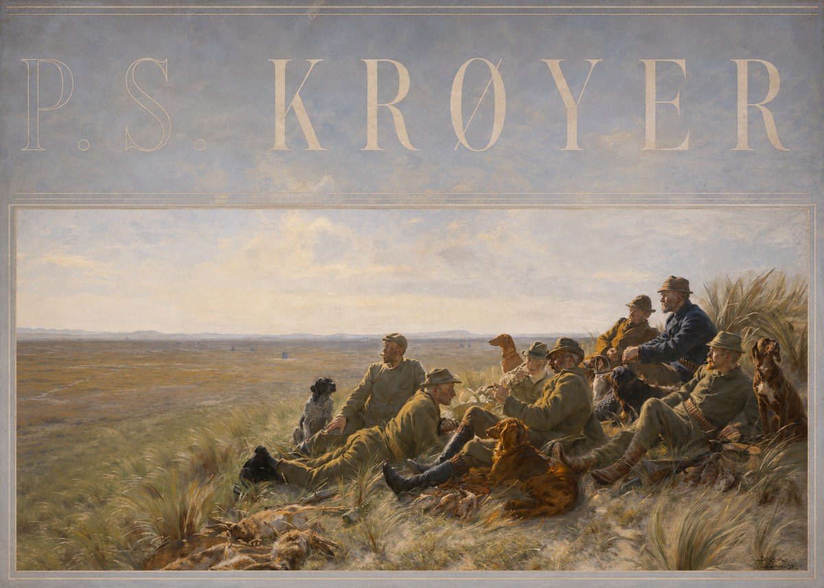 P.S. Krøyer Hare-hunting in the Dunes No6 - Plakat