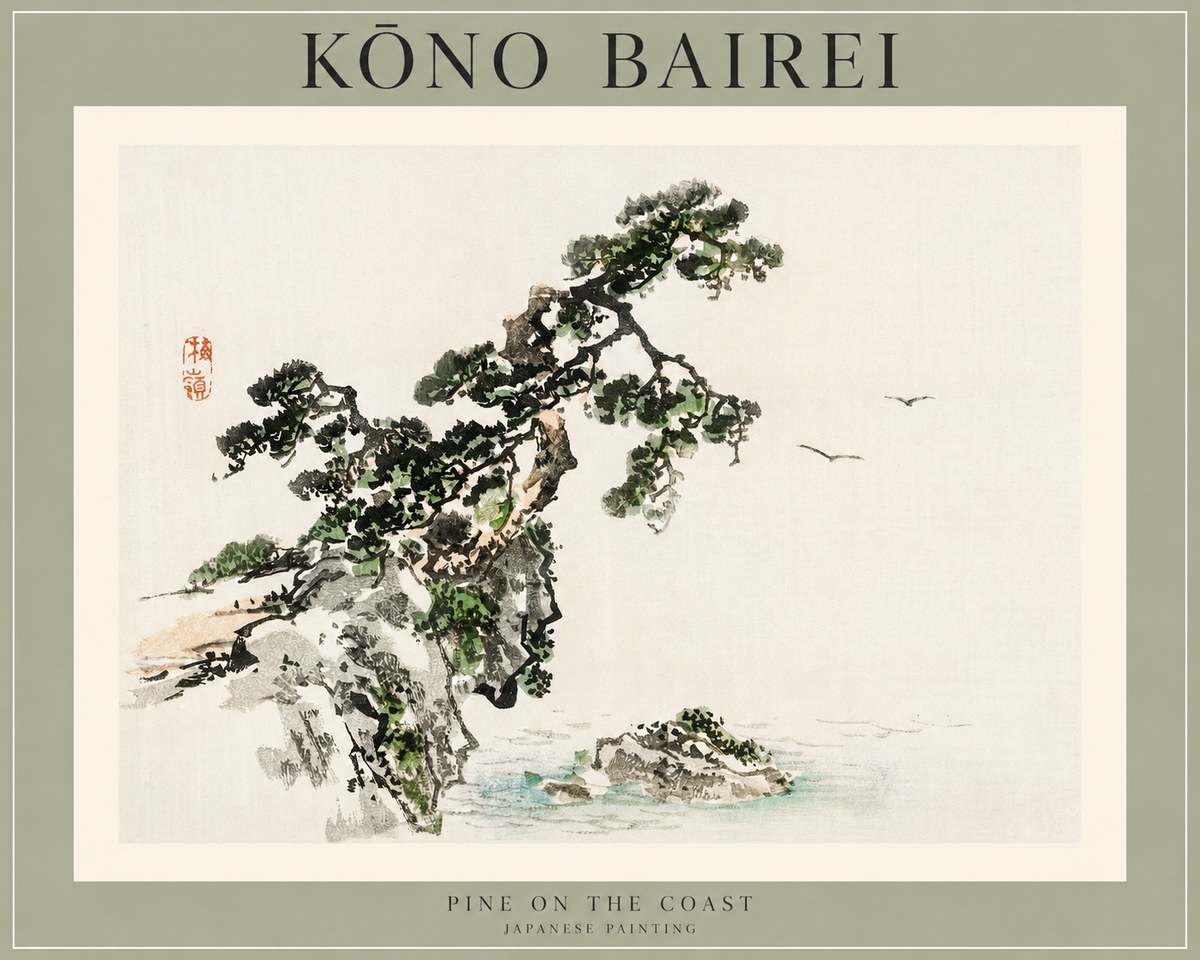 Kōno Bairei Pine on the Coast No1 - Plakat