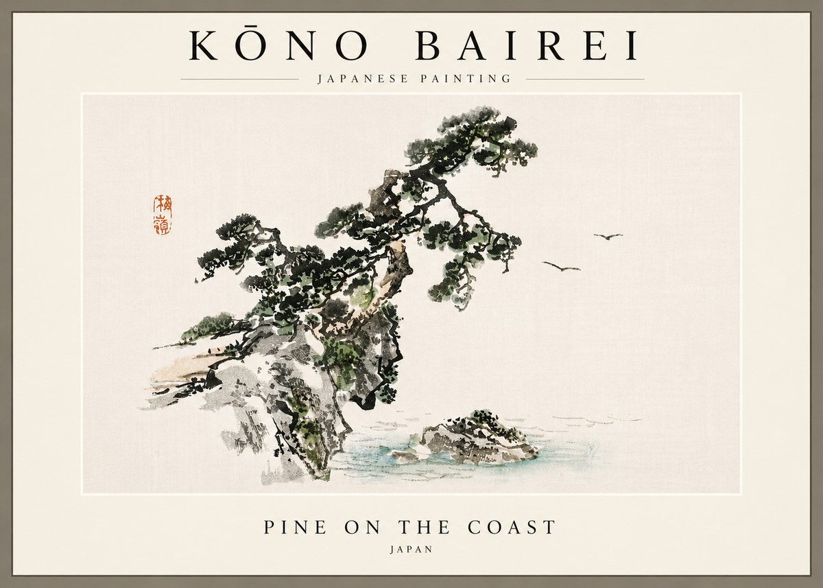 Kōno Bairei Pine on the Coast No6 - Plakat