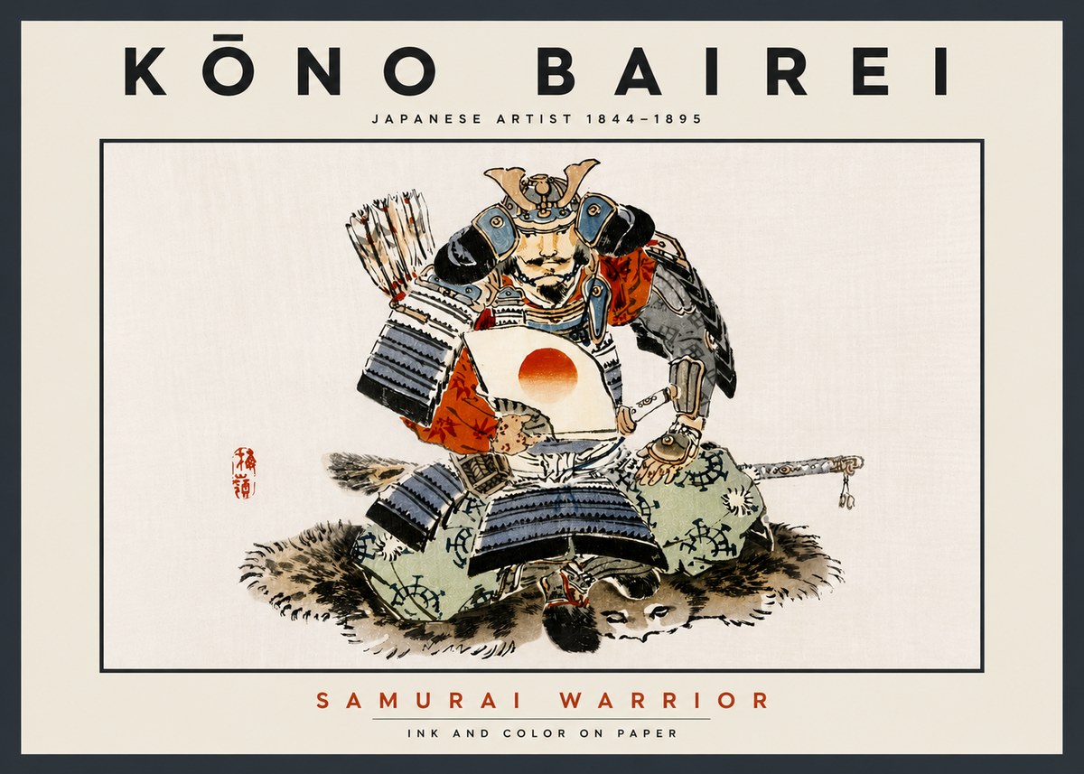 Kōno Bairei Samurai Warrior No6 - Plakat