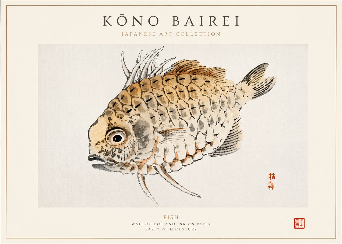 Kōno Bairei Fish III No3 - Plakat