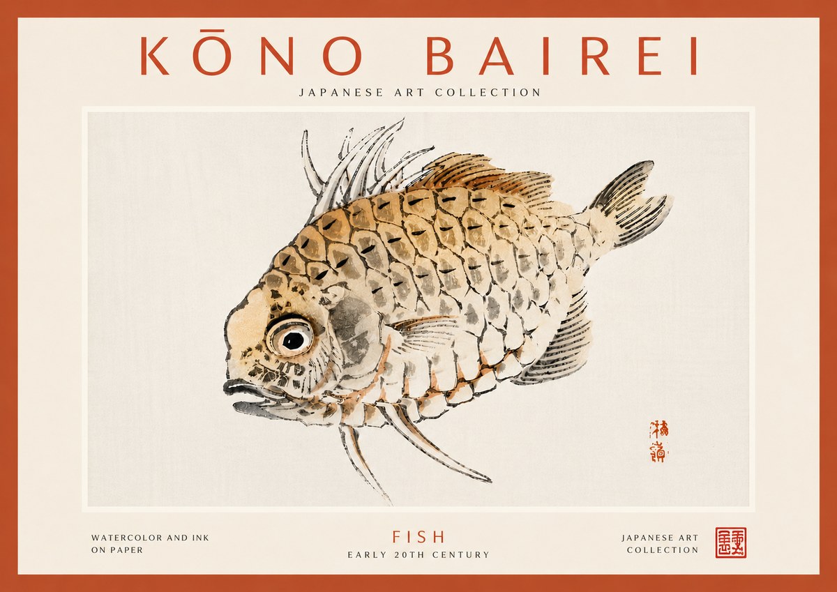 Kōno Bairei Fish III No6 - Plakat