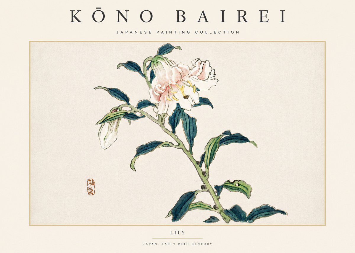 Kōno Bairei Lily No4 - Plakat
