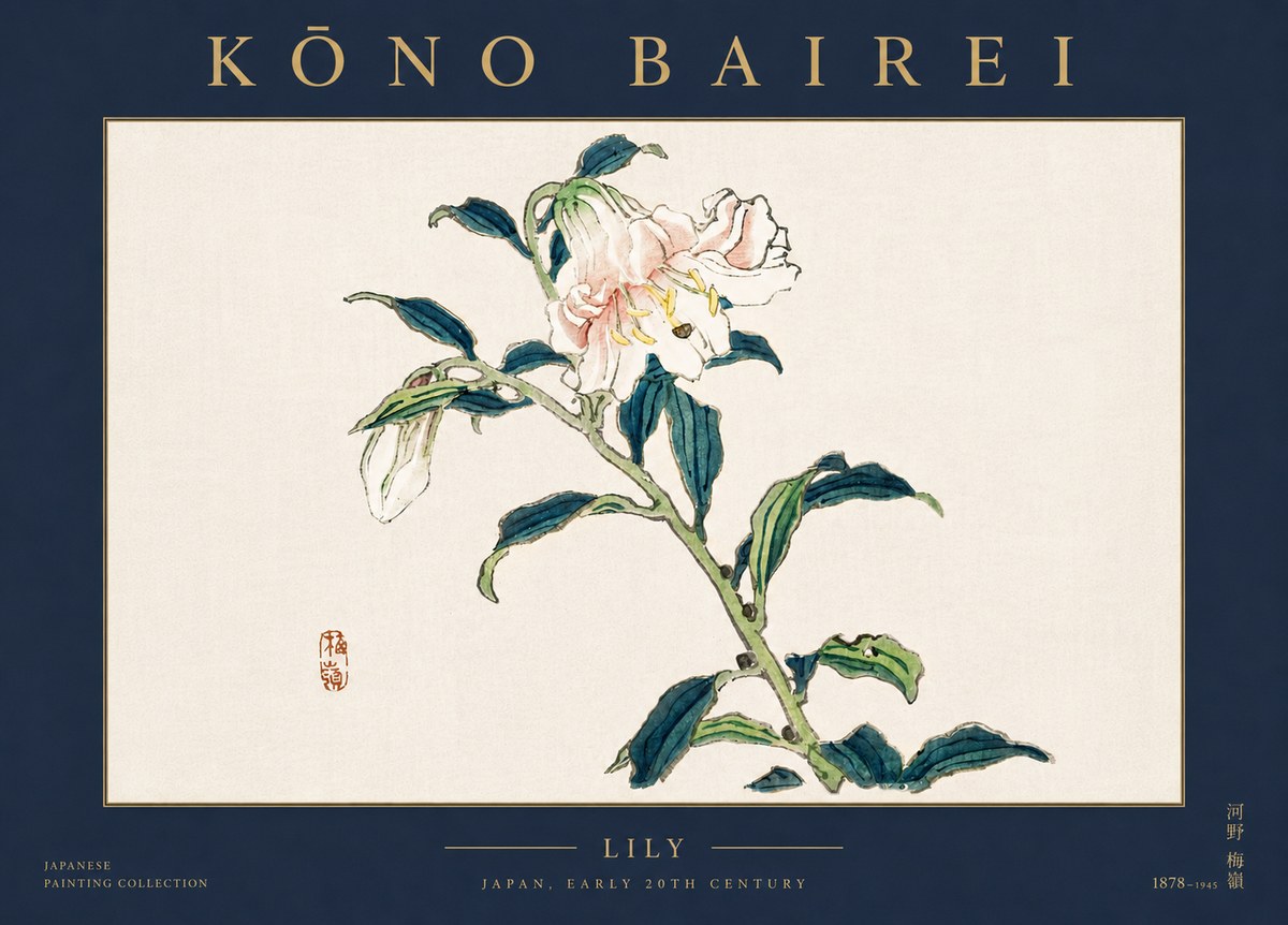 Kōno Bairei Lily No5 - Plakat