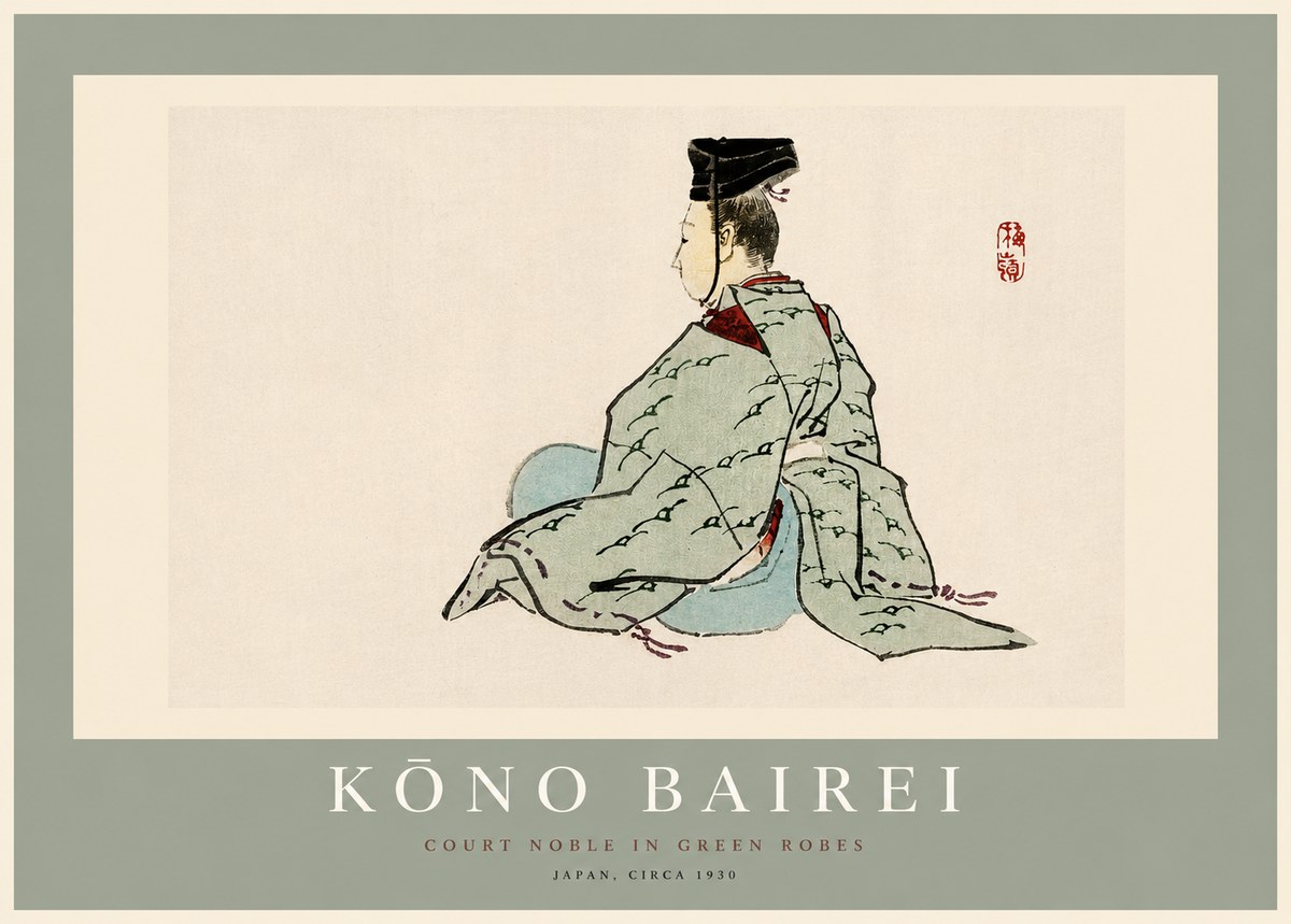 Kōno Bairei Court Noble in Green Robes No2 - Plakat