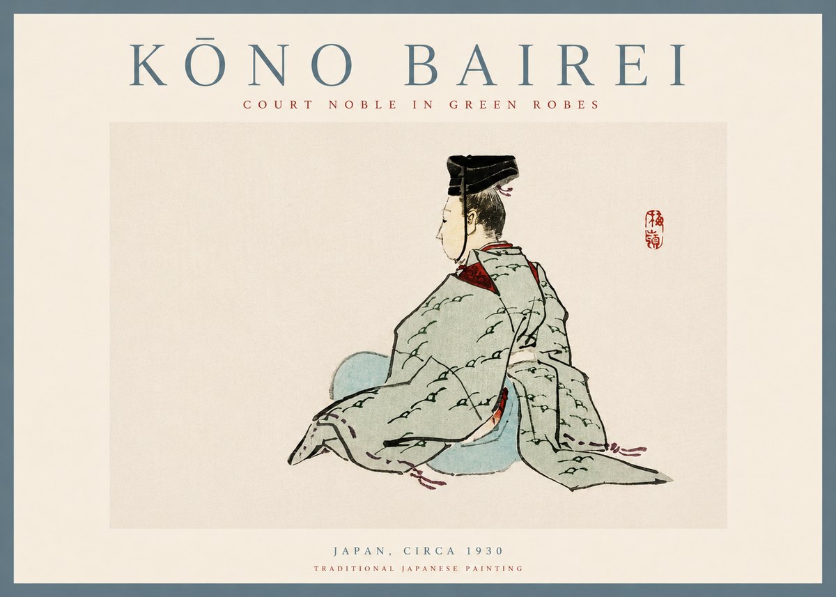 Kōno Bairei Court Noble in Green Robes No3 - Plakat