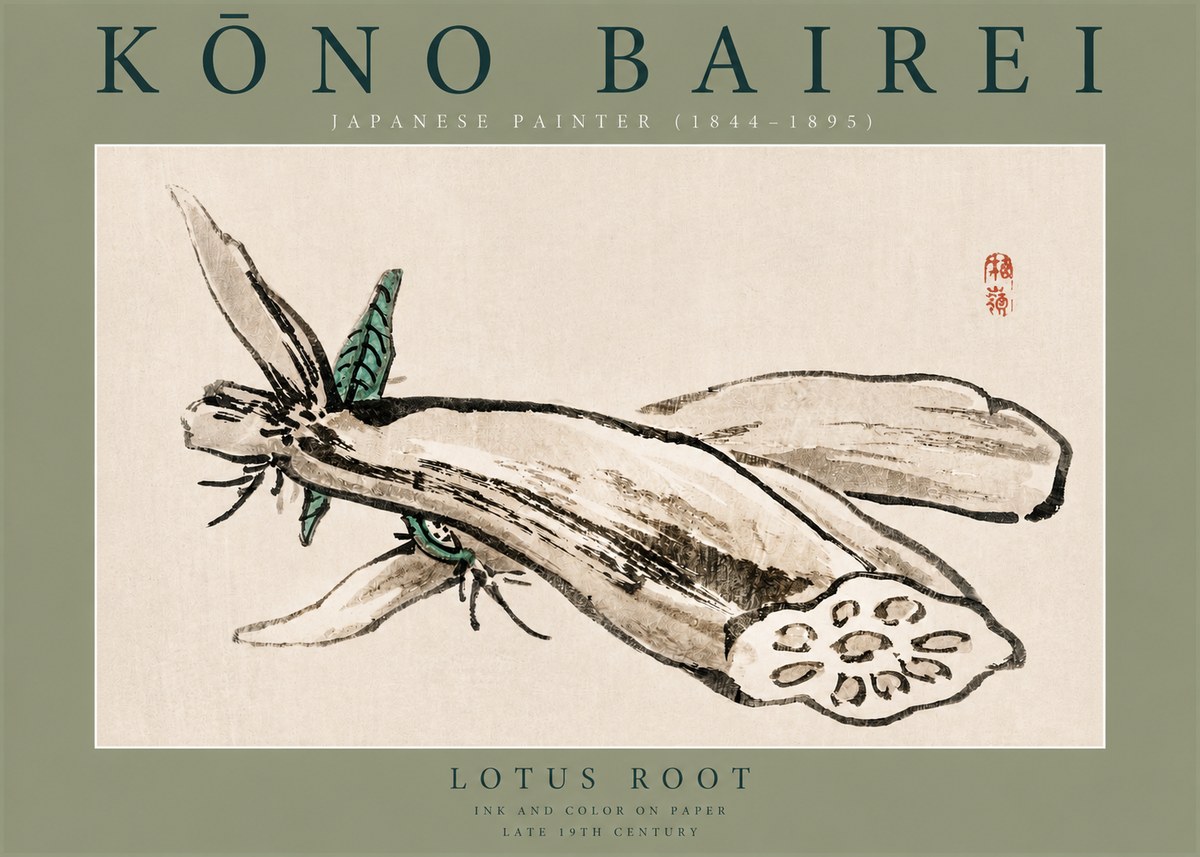 Kōno Bairei Lotus Root No2 - Plakat
