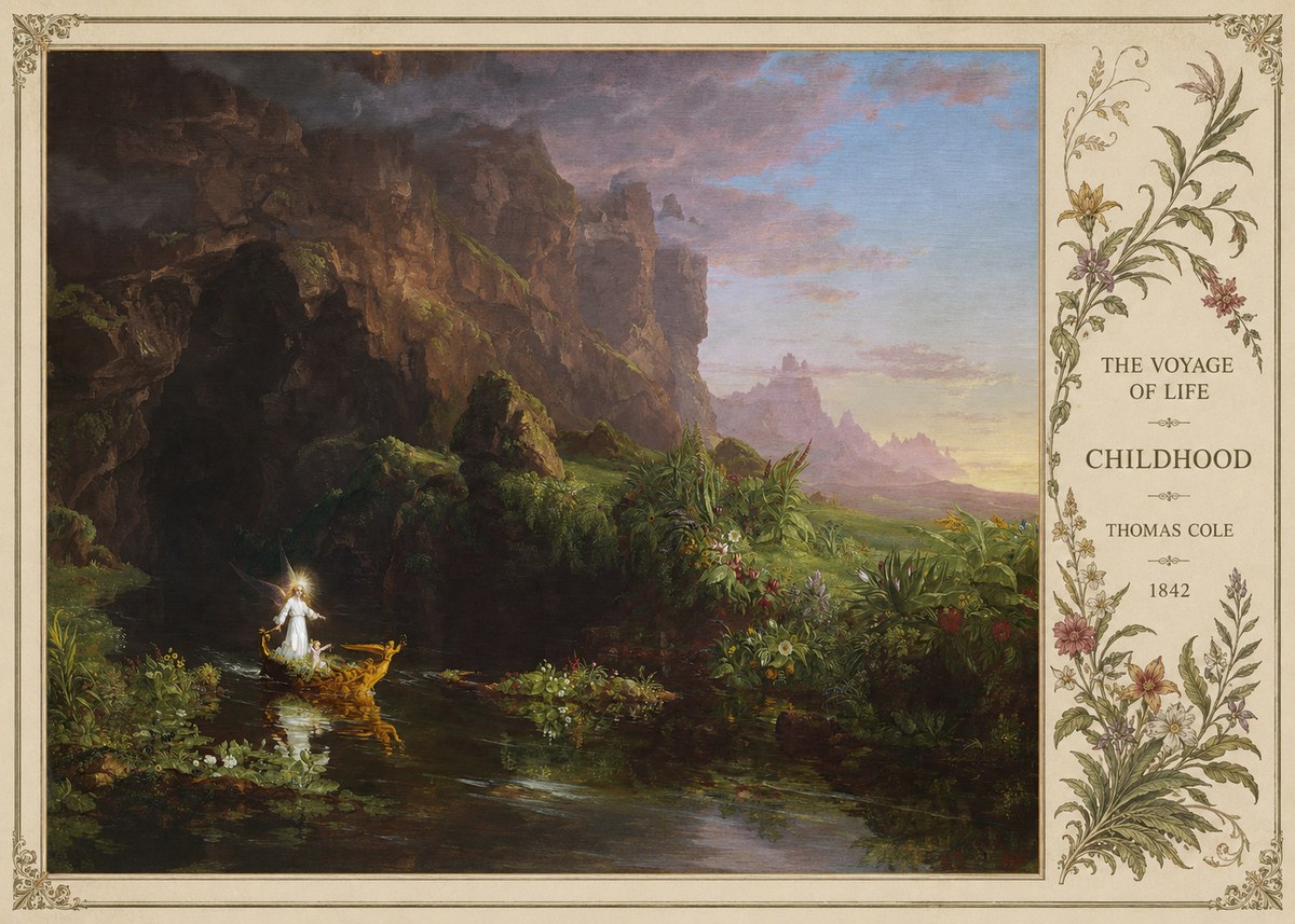 Thomas Cole The Voyage of Life: Childhood I No5 - Plakat